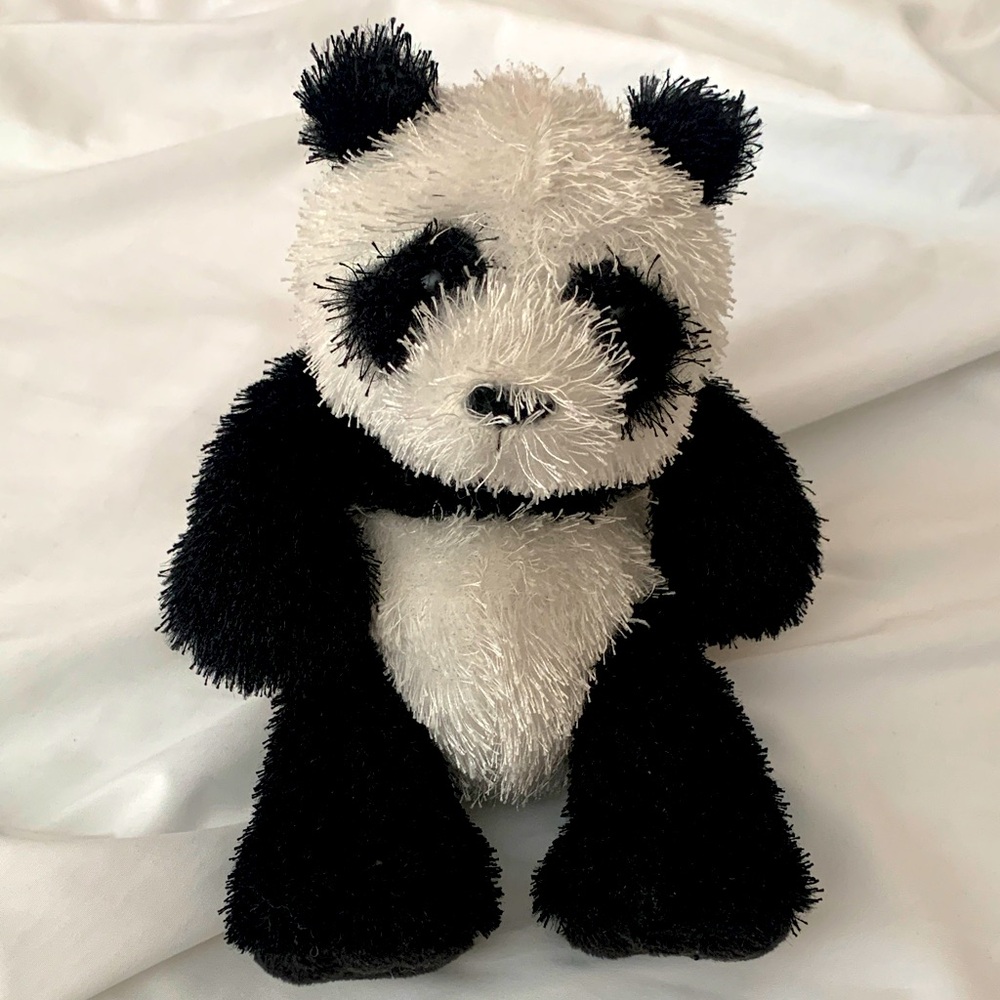 Webkinz Ganz Black & White Panda Long Hair HM111 Plush Stuffed Animal Toy